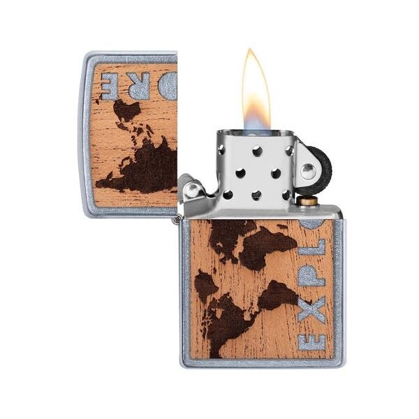 Zippo Woodchuck, Usa Explore, Street Chrome, Mahogany Emblem